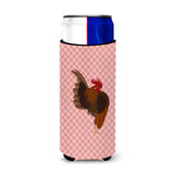 Caroline'S Treasures Malaysian Serama Chicken Pink Check Decorative Can Hugger, Slim, Multicolor