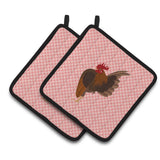 Caroline'S Treasures Malaysian Serama Chicken Pink Check Decorated Pot Holder, 7.5 X 7.5