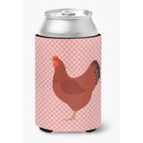 Caroline'S Treasures New Hampshire Red Chicken Pink Check Decorative Can Hugger, Multicolor