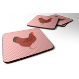 Caroline'S Treasures New Hampshire Red Chicken Pink Check Decorative Coasters, 3.5, Multicolor
