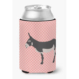 Caroline'S Treasures American Mammoth Jack Donkey Pink Check Decorative Can Hugger, Multicolor