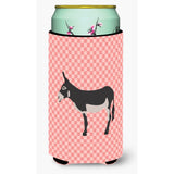 Caroline'S Treasures American Mammoth Jack Donkey Pink Check Decorative Can Hugger, Tall Boy, Multicolor