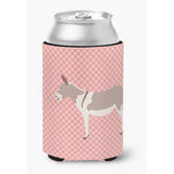 Caroline'S Treasures Australian Teamster Donkey Pink Check Decorative Can Hugger, Multicolor