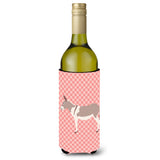 Caroline'S Treasures Australian Teamster Donkey Pink Check Decorative Bottle Hugger, 750 Ml, Multicolor