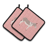 Caroline'S Treasures Australian Teamster Donkey Pink Check Decorated Pot Holder, 7.5 X 7.5