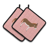 Caroline'S Treasures Miniature Mediterranian Donkey Pink Check Decorated Pot Holder, 7.5 X 7.5