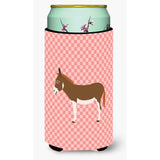 Caroline'S Treasures Miniature Mediterranian Donkey Pink Check Decorative Can Hugger, Tall Boy, Multicolor