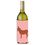 Caroline'S Treasures Irish Donkey Pink Check Decorative Bottle Hugger, 750 Ml, Multicolor