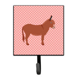 Caroline'S Treasures Irish Donkey Pink Check Wall Hook, Small, Multicolor