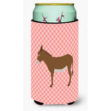 Caroline'S Treasures Cotentin Donkey Pink Check Decorative Can Hugger, Tall Boy, Multicolor