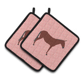 Caroline'S Treasures Hinny Horse Donkey Pink Check Decorated Pot Holder, 7.5 X 7.5