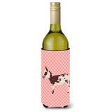 Caroline'S Treasures American Spotted Donkey Pink Check Decorative Bottle Hugger, 750 Ml, Multicolor