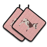 Caroline'S Treasures American Spotted Donkey Pink Check Decorated Pot Holder, 7.5 X 7.5