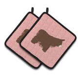 Caroline'S Treasures Poitou Poiteuin Donkey Pink Check Decorated Pot Holder, 7.5 X 7.5
