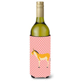 Caroline'S Treasures Turkmenian Kulan Donkey Pink Check Decorative Bottle Hugger, 750 Ml, Multicolor