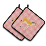 Caroline'S Treasures Turkmenian Kulan Donkey Pink Check Decorated Pot Holder, 7.5 X 7.5