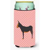 Caroline'S Treasures Catalan Donkey Pink Check Decorative Can Hugger, Tall Boy, Multicolor