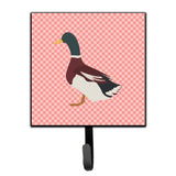 Caroline'S Treasures Rouen Duck Pink Check Wall Hook, Small, Multicolor