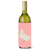Caroline'S Treasures Crested Duck Pink Check Decorative Bottle Hugger, 750 Ml, Multicolor
