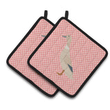 Caroline'S Treasures West Harlequin Duck Pink Check Decorated Pot Holder, 7.5 X 7.5