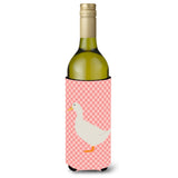Caroline'S Treasures American Pekin Duck Pink Check Decorative Bottle Hugger, 750 Ml, Multicolor