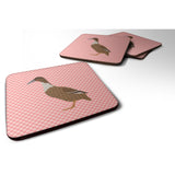 Caroline'S Treasures Dutch Hook Bill Duck Pink Check Decorative Coasters, 3.5, Multicolor