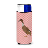 Caroline'S Treasures Dutch Hook Bill Duck Pink Check Decorative Can Hugger, Slim, Multicolor