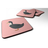 Caroline'S Treasures Blue Swedish Duck Pink Check Decorative Coasters, 3.5, Multicolor