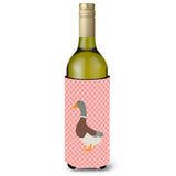 Caroline'S Treasures Saxony Sachsenente Duck Pink Check Decorative Bottle Hugger, 750 Ml, Multicolor