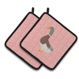 Caroline'S Treasures Saxony Sachsenente Duck Pink Check Decorated Pot Holder, 7.5 X 7.5