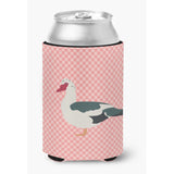 Caroline'S Treasures Muscovy Duck Pink Check Decorative Can Hugger, Multicolor