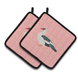 Caroline'S Treasures Muscovy Duck Pink Check Decorated Pot Holder, 7.5 X 7.5