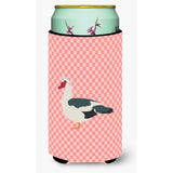 Caroline'S Treasures Muscovy Duck Pink Check Decorative Can Hugger, Tall Boy, Multicolor