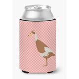 Caroline'S Treasures Indian Runner Duck Pink Check Decorative Can Hugger, Multicolor