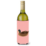 Caroline'S Treasures Khaki Campbell Duck Pink Check Decorative Bottle Hugger, 750 Ml, Multicolor