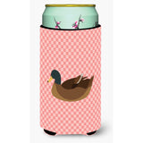 Caroline'S Treasures Khaki Campbell Duck Pink Check Decorative Can Hugger, Tall Boy, Multicolor