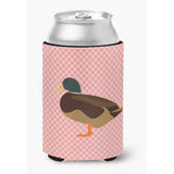 Caroline'S Treasures Silver Bantam Duck Pink Check Decorative Can Hugger, Multicolor