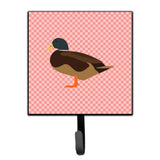 Caroline'S Treasures Silver Bantam Duck Pink Check Wall Hook, Small, Multicolor