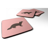 Caroline'S Treasures Sable Marten Pink Check Decorative Coasters, 3.5, Multicolor