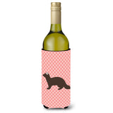 Caroline'S Treasures Sable Marten Pink Check Decorative Bottle Hugger, 750 Ml, Multicolor