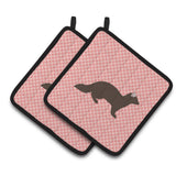 Caroline'S Treasures Sable Marten Pink Check Decorated Pot Holder, 7.5 X 7.5