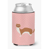 Caroline'S Treasures Weasel Pink Check Decorative Can Hugger, Multicolor
