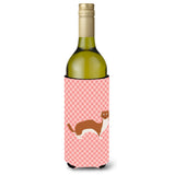 Caroline'S Treasures Weasel Pink Check Decorative Bottle Hugger, 750 Ml, Multicolor