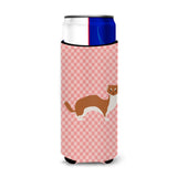 Caroline'S Treasures Weasel Pink Check Decorative Can Hugger, Slim, Multicolor