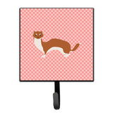 Caroline'S Treasures Weasel Pink Check Wall Hook, Small, Multicolor