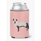 Caroline'S Treasures Silver Fox Pink Check Decorative Can Hugger, Multicolor