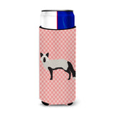 Caroline'S Treasures Silver Fox Pink Check Decorative Can Hugger, Slim, Multicolor