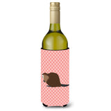 Caroline'S Treasures Eurasian Beaver Pink Check Decorative Bottle Hugger, 750 Ml, Multicolor
