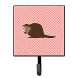 Caroline'S Treasures Eurasian Beaver Pink Check Wall Hook, Small, Multicolor