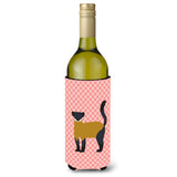Caroline'S Treasures Yellow-Throated Marten Pink Check Decorative Bottle Hugger, 750 Ml, Multicolor